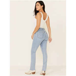 Levis 501 Jeans 31x28 Blue Denim Light Wash Button Fly Raw Hem Skinny High Rise